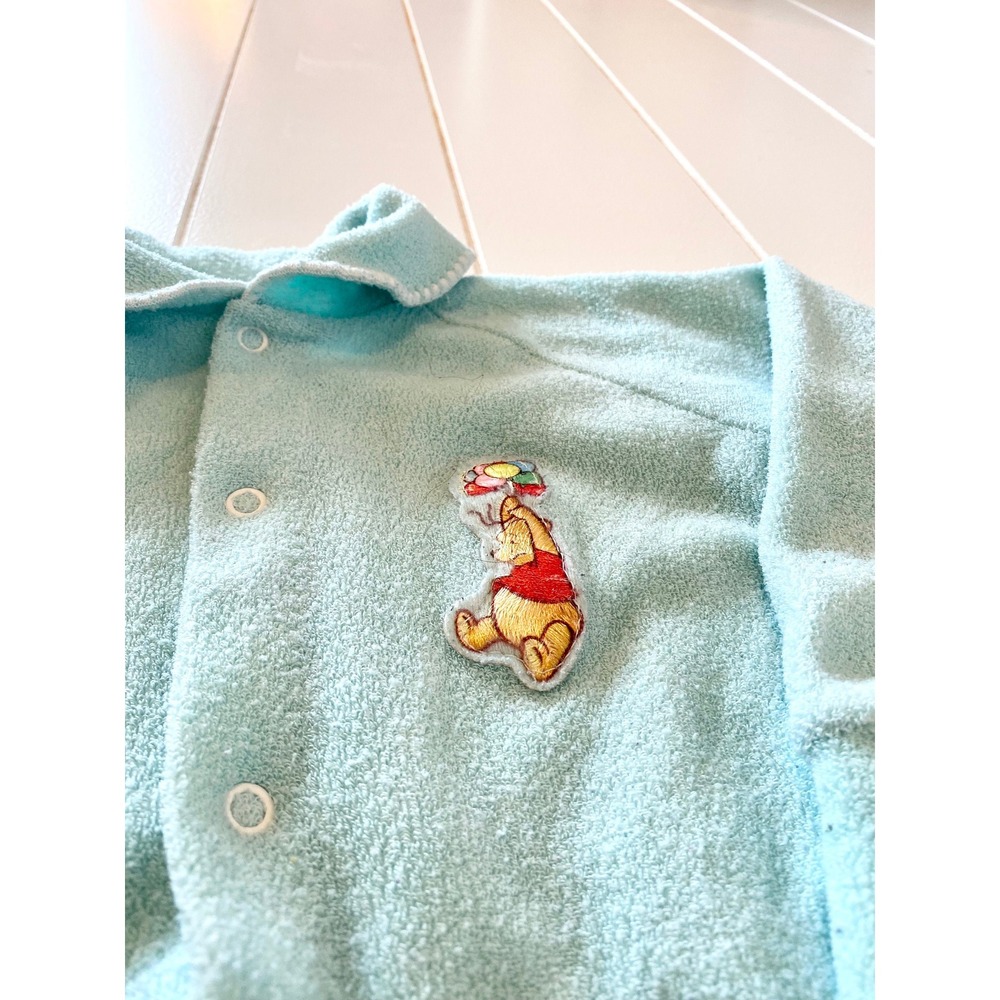 Vintage Winnie the Pooh Fleece Footed Pajamas, Teal Sleeper, 18 Months - Picture 3 of 11